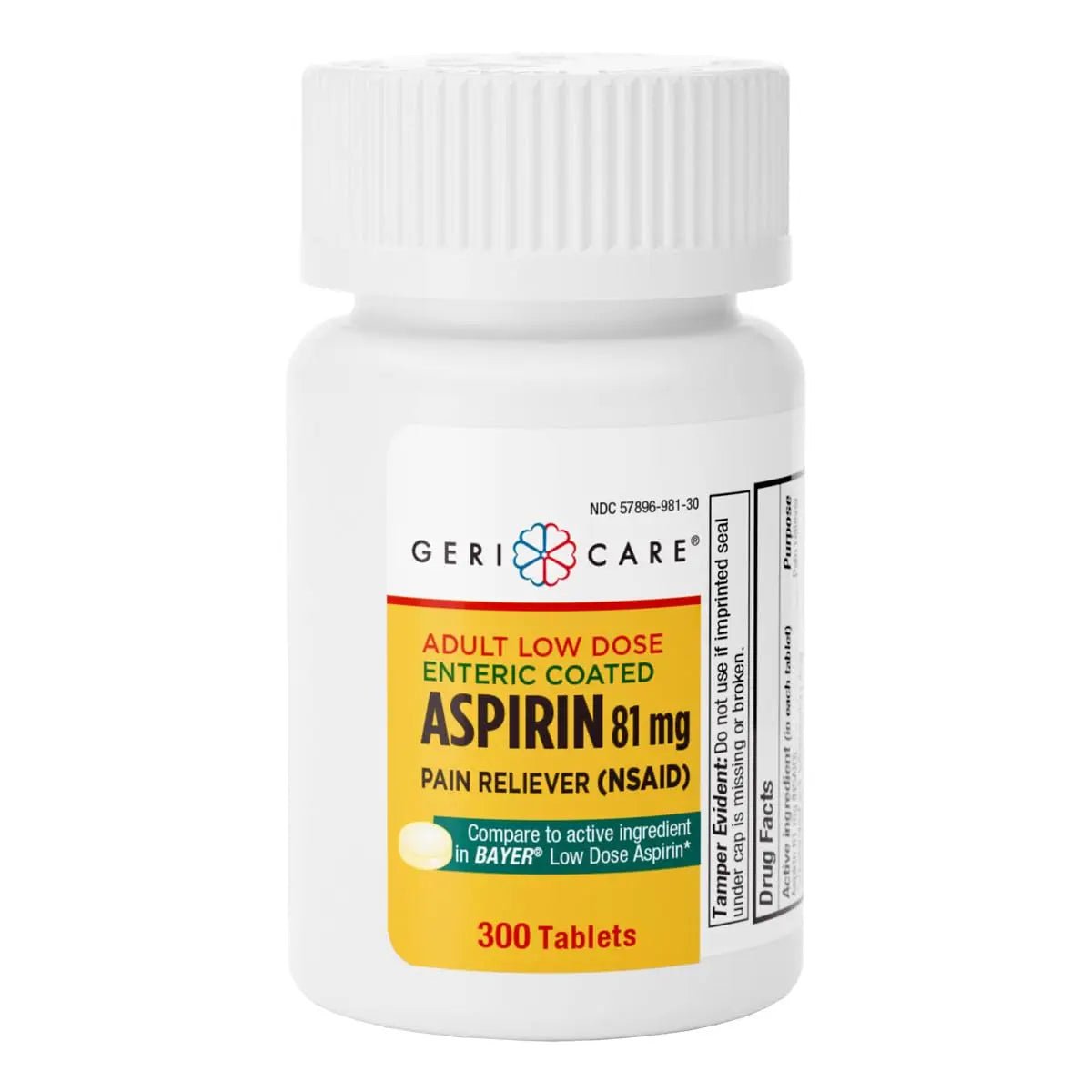 GeriCare Aspirin 81mg Adult Low Dose, Pain Reliever - Enteric Coated Tablets for Enhanced Absorption and Gentle Digestion – Supports Blood Flow, Reduces Inflammation, 300 Count (Pack of 1) - PrimeBioHealth - canada supplements