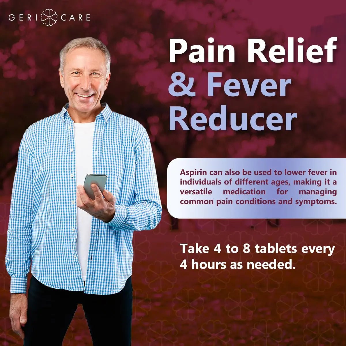 GeriCare Aspirin 81mg Adult Low Dose, Pain Reliever - Enteric Coated Tablets for Enhanced Absorption and Gentle Digestion – Supports Blood Flow, Reduces Inflammation, 300 Count (Pack of 1) - PrimeBioHealth - canada supplements