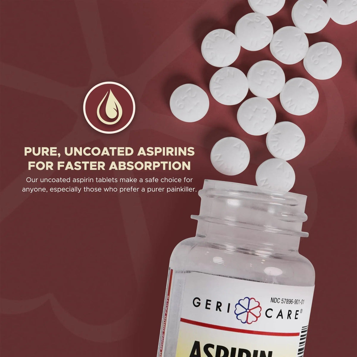 GeriCare Bottled Aspirin 325mg 100 Count Bottle (Pack of 1) - PrimeBioHealth - canada supplements