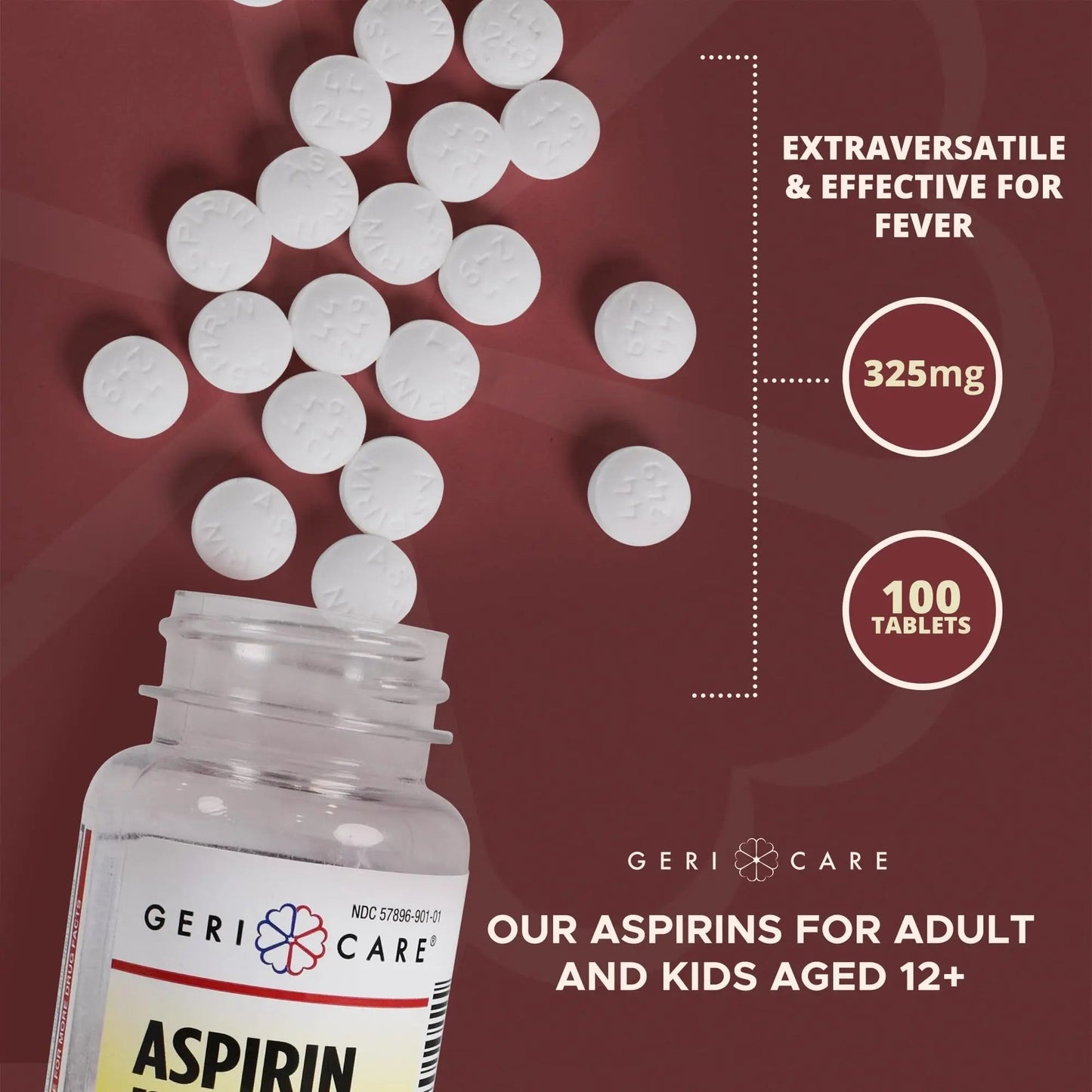 GeriCare Bottled Aspirin 325mg 100 Count Bottle (Pack of 1) - PrimeBioHealth - canada supplements