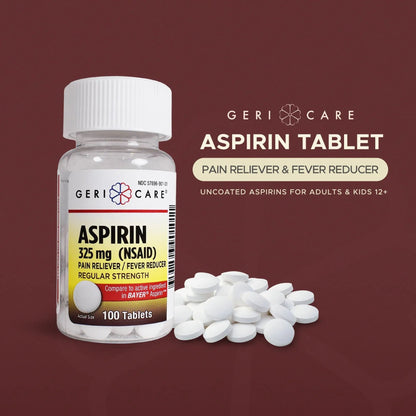 GeriCare Bottled Aspirin 325mg 100 Count Bottle (Pack of 1) - PrimeBioHealth - canada supplements