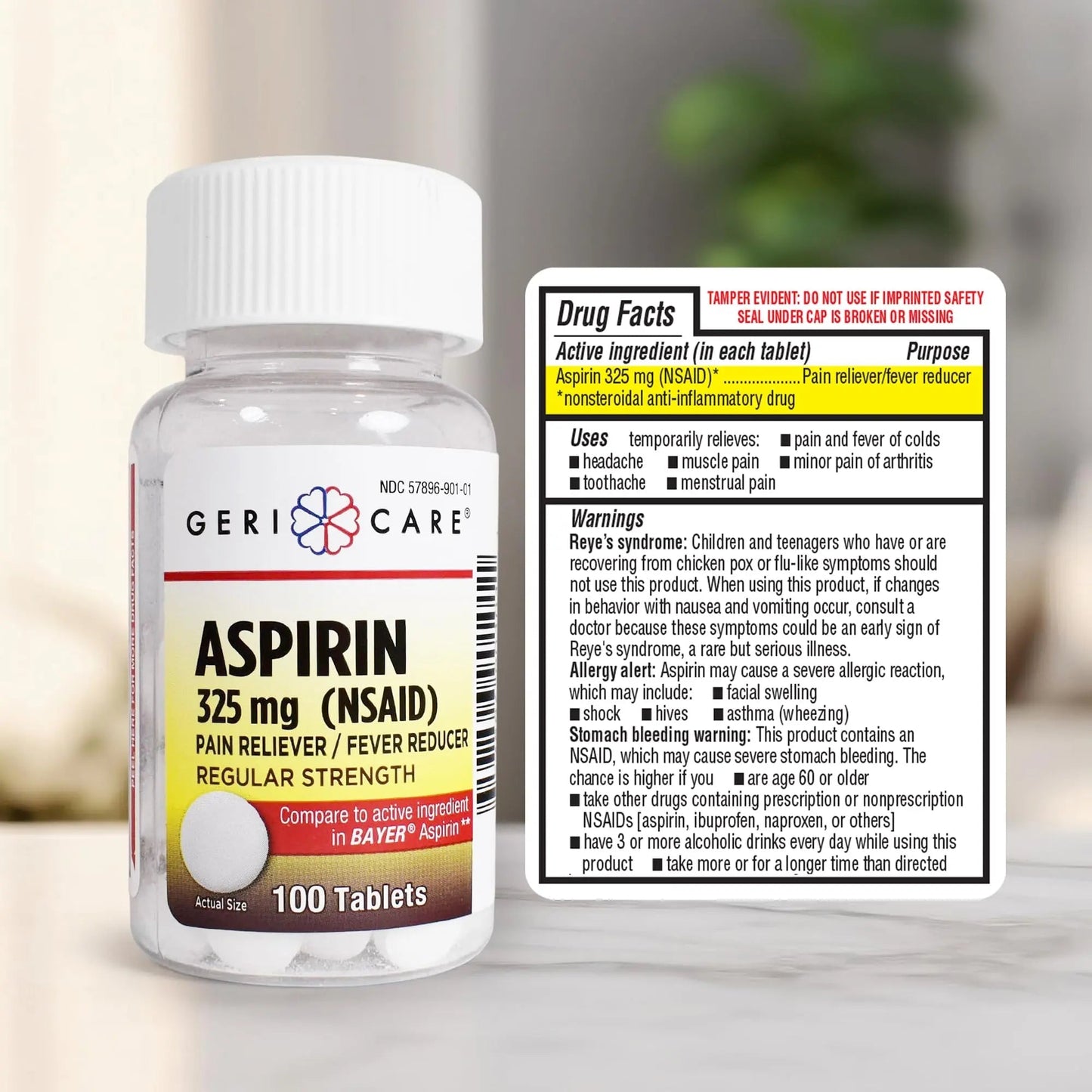 GeriCare Bottled Aspirin 325mg 100 Count Bottle (Pack of 1) - PrimeBioHealth - canada supplements