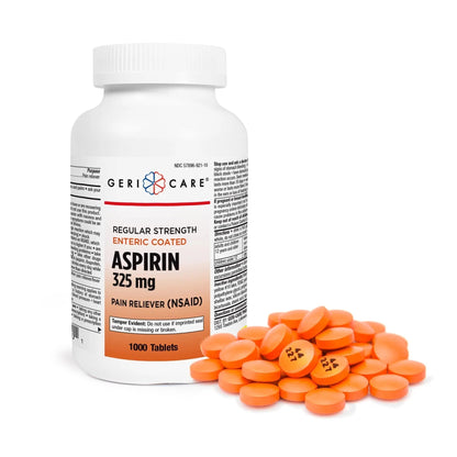 GeriCare Enteric Coated Aspirin Tablets 325mg (1000 Count) NSAID Pain Reliever & Fever Reducer for Adults- Regular Strength Aspirin for Headache Arthritis Menstrual & Muscle Pain - PrimeBioHealth - canada supplements