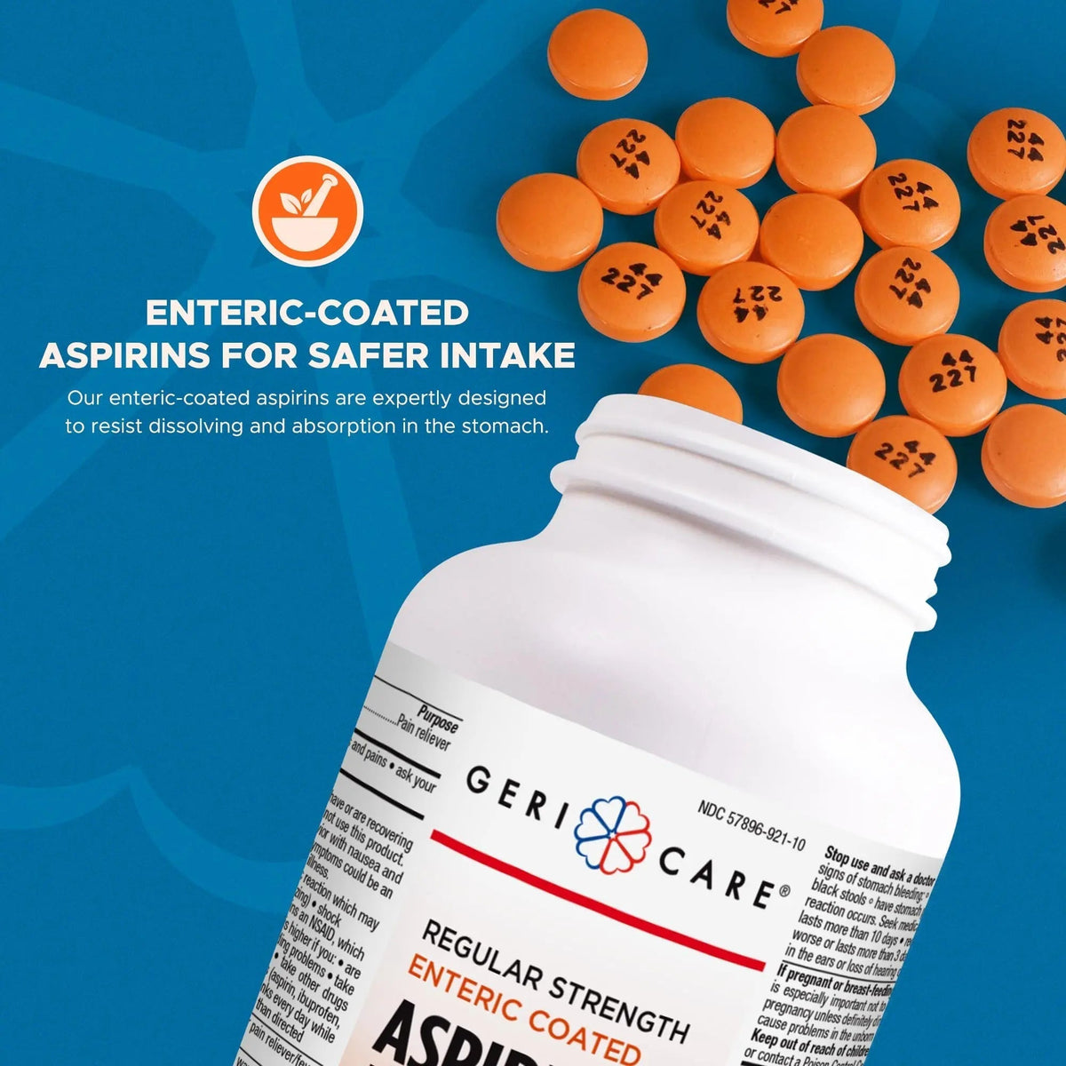 GeriCare Enteric Coated Aspirin Tablets 325mg (1000 Count) NSAID Pain Reliever & Fever Reducer for Adults- Regular Strength Aspirin for Headache Arthritis Menstrual & Muscle Pain - PrimeBioHealth - canada supplements