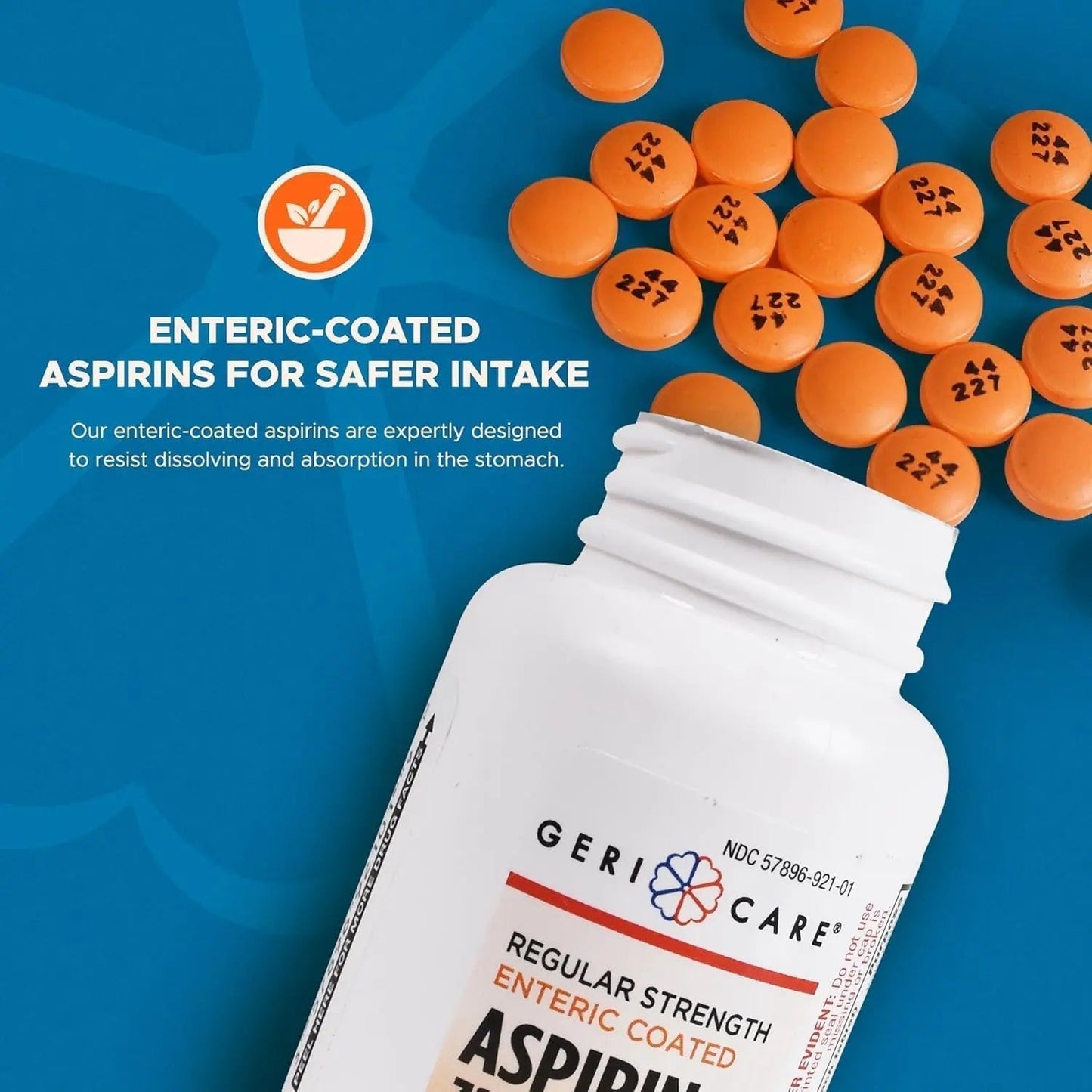 GeriCare Enteric Coated Aspirin Tablets 325mg (200 Count) NSAID Pain Reliever & Fever Reducer for Adults- Regular Strength Aspirin for Headache Arthritis Menstrual & Muscle Pain - PrimeBioHealth - canada supplements