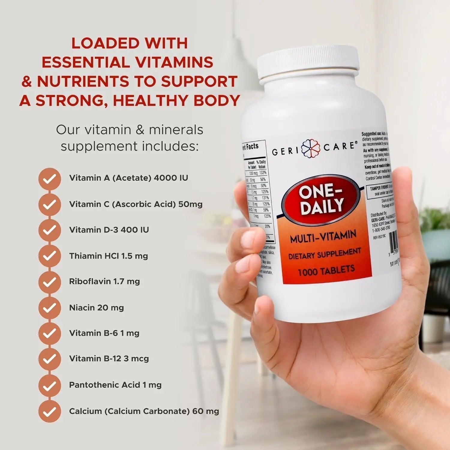GeriCare Multivitamin Supplement Tablets, (Bottle of 1000) - PrimeBioHealth - canada supplements