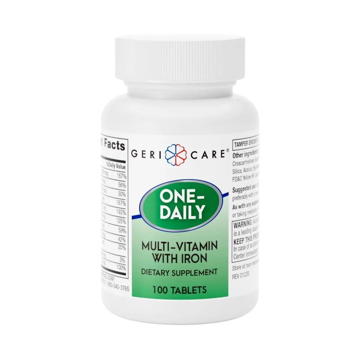 GeriCare One-Daily Multi-Vitamin with Iron Tablets,100 Count (Pack of 1) - PrimeBioHealth - canada supplements