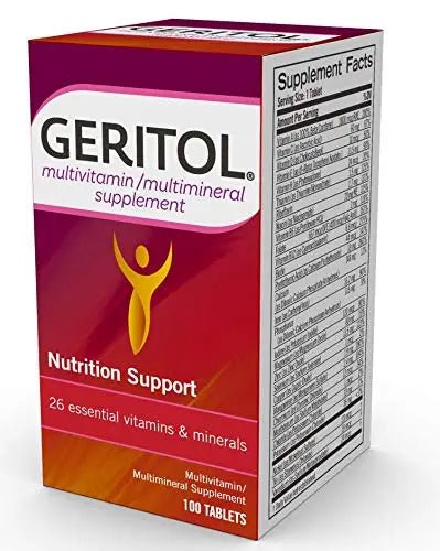 Geritol Multi-Vitamin Nutritional Support Tablets, Balance of 26 Essential Vitamins and Minerals, 100-Count Bottles (Pack of 2) - PrimeBioHealth - canada supplements