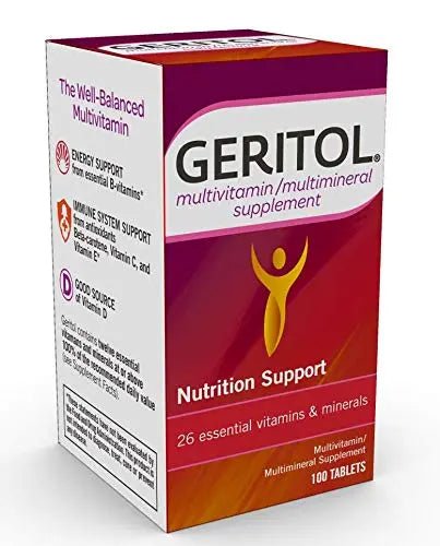 Geritol Multi-Vitamin Nutritional Support Tablets, Balance of 26 Essential Vitamins and Minerals, 100-Count Bottles (Pack of 2) - PrimeBioHealth - canada supplements