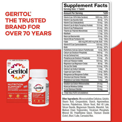 Geritol, Multivitamin Supplement, Contains Antioxidants, Vitamins B, C, E & D and Iron, 27, Minerals, Gluten-Free - PrimeBioHealth - canada supplements