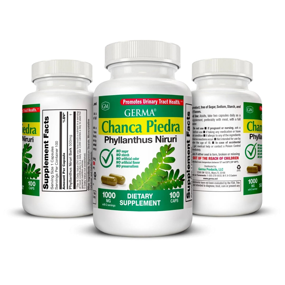 Germa Chanca Piedra Supplement – 500mg Phyllanthus Niruri – Traditional Stone Breaker Herb for Urinary & Kidney Support – Rainforest Botanical – 100% Natural Vegan Capsules, 100 Count - PrimeBioHealth - canada supplements