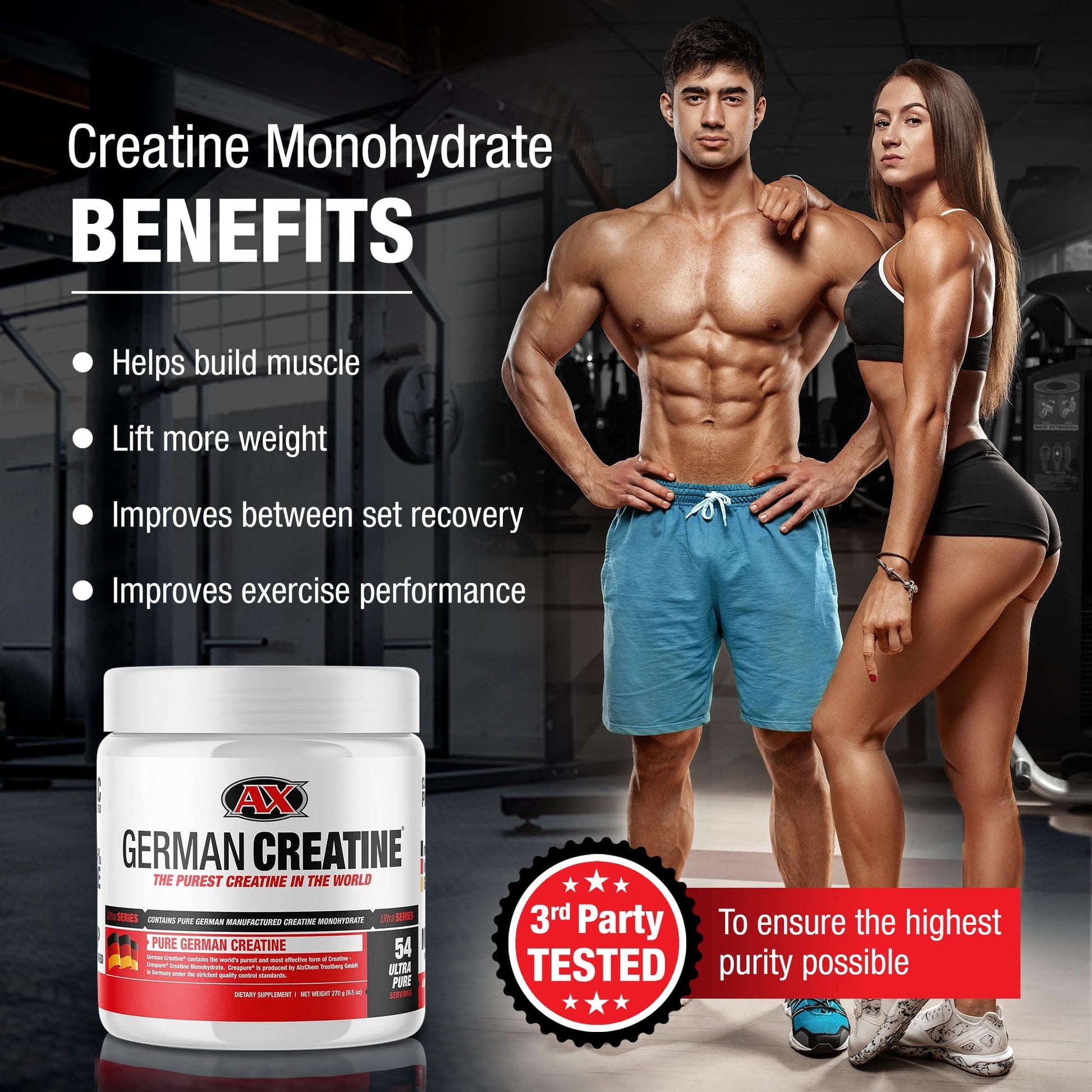 German Creatine - Micronized Creatine Monohydrate Powder, 99.99% Pure Creapure for Muscle Growth, Strength & Performance, Supports Muscle Recovery, 3rd Party Tested - PrimeBioHealth - canada supplements
