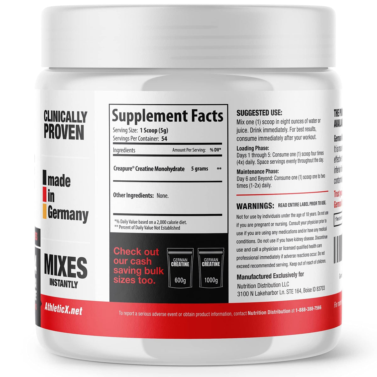 German Creatine - Micronized Creatine Monohydrate Powder, 99.99% Pure Creapure for Muscle Growth, Strength & Performance, Supports Muscle Recovery, 3rd Party Tested - PrimeBioHealth - canada supplements