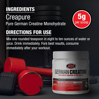 German Creatine - Micronized Creatine Monohydrate Powder, 99.99% Pure Creapure for Muscle Growth, Strength & Performance, Supports Muscle Recovery, 3rd Party Tested - PrimeBioHealth - canada supplements