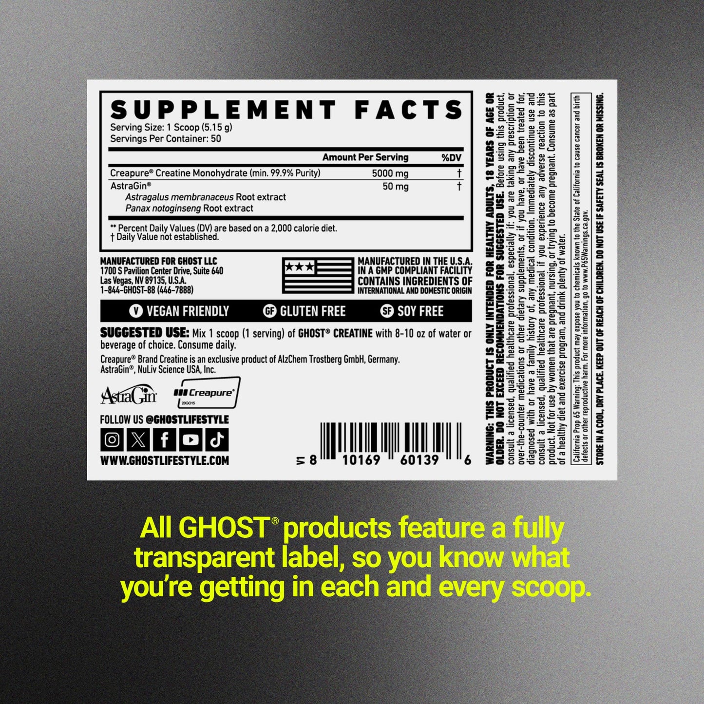 GHOST Basics Creatine Monohydrate Powder for Men & Women – 5G Creapure Creatine Workout Supplement for Muscle Gain – Vegan, Soy Free & Gluten Free - 50 Servings - PrimeBioHealth - canada supplements