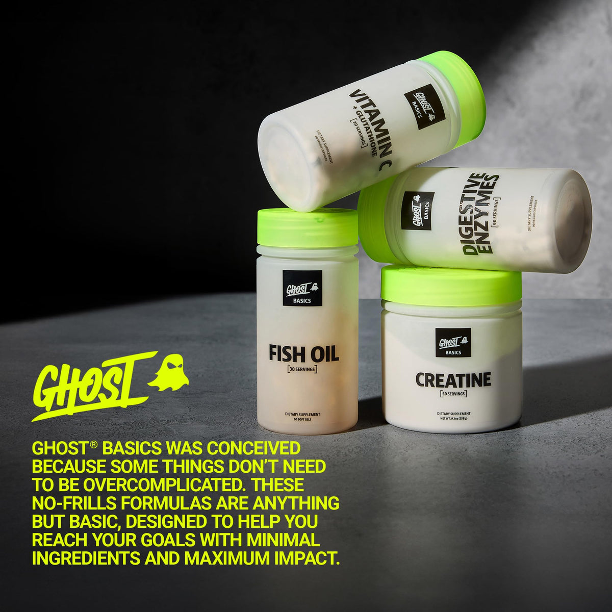 GHOST Basics Creatine Monohydrate Powder for Men & Women – 5G Creapure Creatine Workout Supplement for Muscle Gain – Vegan, Soy Free & Gluten Free - 50 Servings - PrimeBioHealth - canada supplements