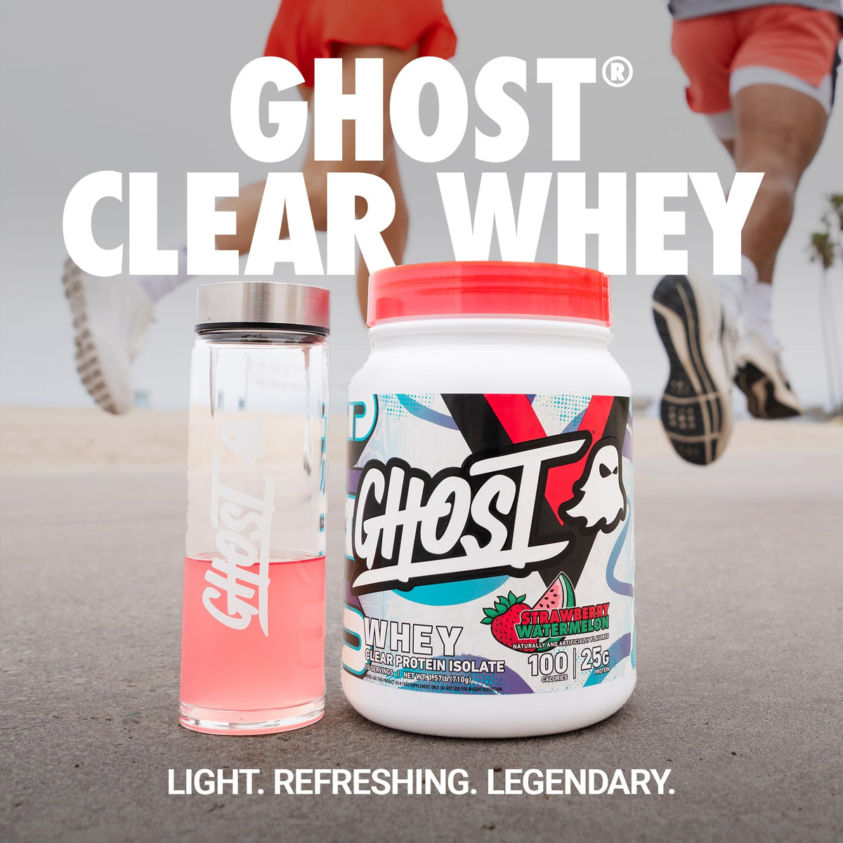 GHOST Clear Whey Isolate Protein Powder, Strawberry Watermelon - 1.57 LB Tub, 25G of Whey Protein - Post Workout Drink for Muscle Gain & Recovery – Sugar Free, Soy Free & Zero Fat, 20 Servings - PrimeBioHealth - canada supplements
