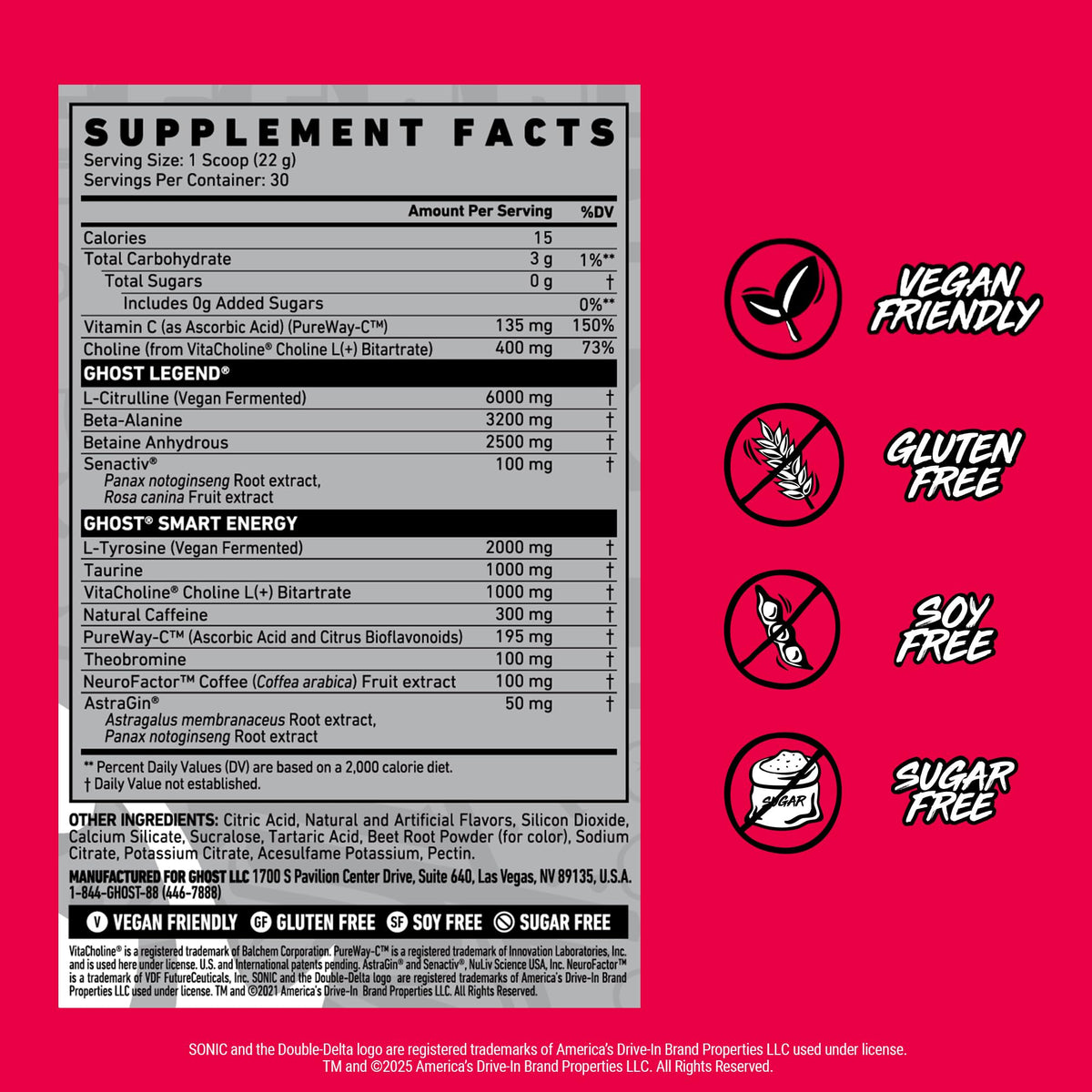GHOST Legend Pre Workout Powder, Sonic Cherry Limeade - 30 Servings – Pre-Workout for Men & Women with Choline, L-Citrulline, - PrimeBioHealth - canada supplements