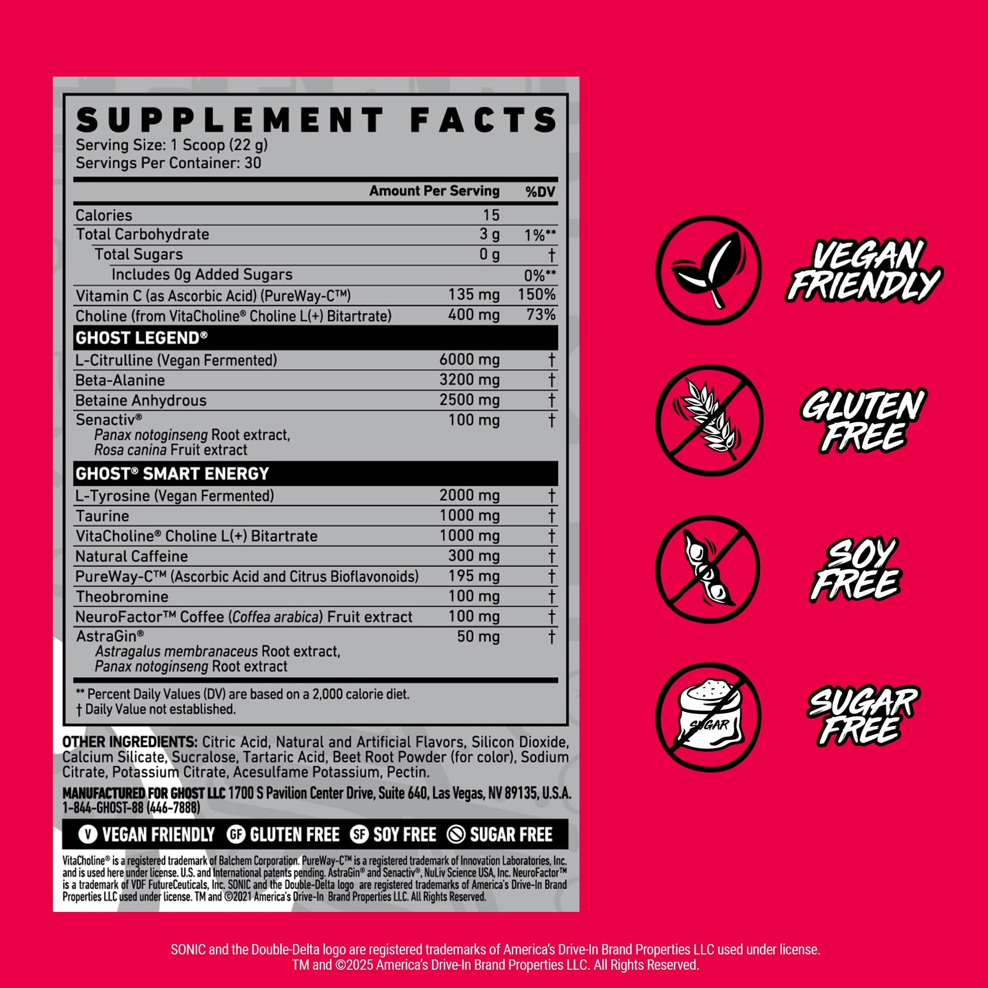 GHOST Legend Pre Workout Powder, Sonic Cherry Limeade - 30 Servings – Pre-Workout for Men & Women with Choline, L-Citrulline, - PrimeBioHealth - canada supplements
