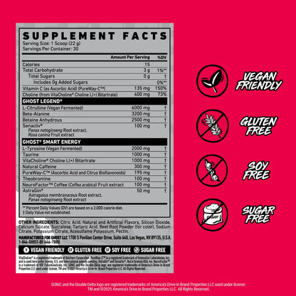 GHOST Legend Pre Workout Powder, Sonic Cherry Limeade - 30 Servings – Pre-Workout for Men & Women with Choline, L-Citrulline, - PrimeBioHealth - canada supplements