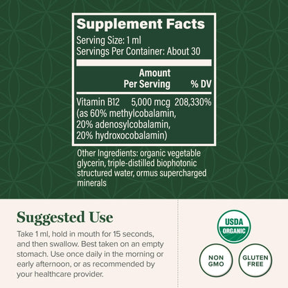 Global Healing Center - Vitamin B12 Sublingual 5000 MCG Organic Liquid Supplement, Methylcobalamin, Adenosylcobalamin, Hydroxo Long-Lasting Energy - PrimeBioHealth - canada supplements
