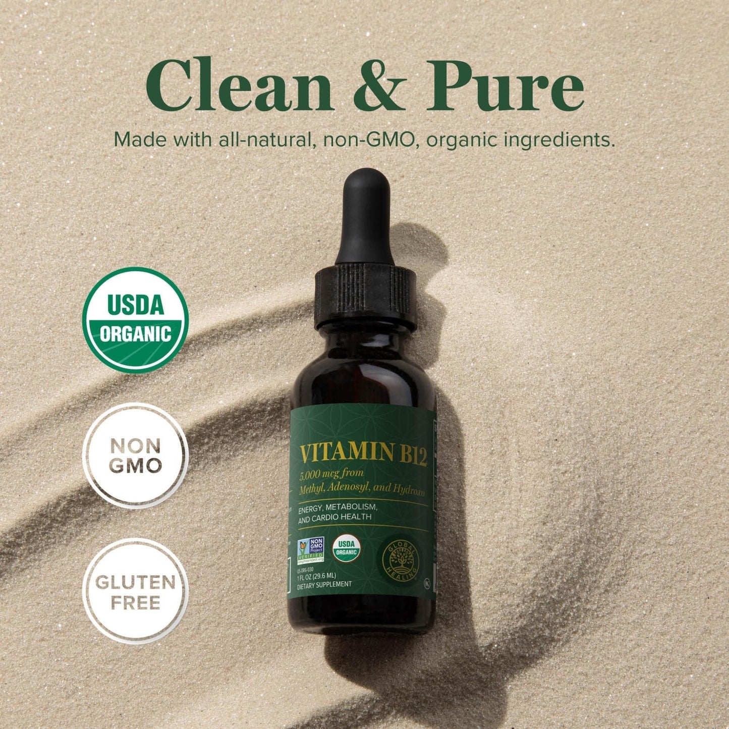 Global Healing Center - Vitamin B12 Sublingual 5000 MCG Organic Liquid Supplement, Methylcobalamin, Adenosylcobalamin, Hydroxo Long-Lasting Energy - PrimeBioHealth - canada supplements
