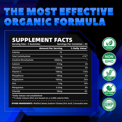 GlucoBio Creatine Monohydrate Gummies (5g) – Pre-Workout Energy & Muscle Growth Support for Men & Women - PrimeBioHealth - canada supplements