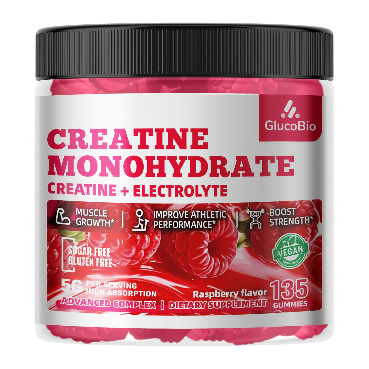 GlucoBio Creatine Monohydrate Gummies (5g) – Pre-Workout Energy & Muscle Growth Support for Men & Women - PrimeBioHealth - canada supplements