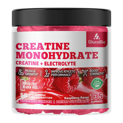 GlucoBio Creatine Monohydrate Gummies (5g) – Pre-Workout Energy & Muscle Growth Support for Men & Women - PrimeBioHealth - canada supplements