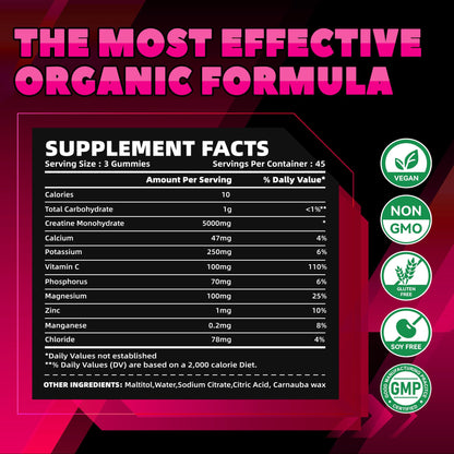 GlucoBio Creatine Monohydrate Gummies (5g) – Pre-Workout Energy & Muscle Growth Support for Men & Women - PrimeBioHealth - canada supplements