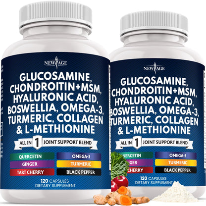 Glucosamine Chondroitin, MSM, Turmeric Curcumin, Collagen, Hyaluronic Acid, Omega 3 – Health Supplement for Men & Women – 240 Count - PrimeBioHealth - canada supplements