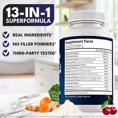 Glucosamine Chondroitin, MSM, Turmeric Curcumin, Collagen, Hyaluronic Acid, Omega 3 – Health Supplement for Men & Women – 240 Count - PrimeBioHealth - canada supplements