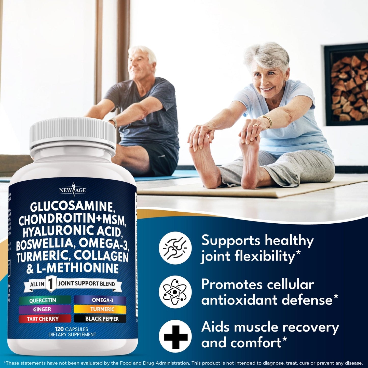 Glucosamine Chondroitin, MSM, Turmeric Curcumin, Collagen, Hyaluronic Acid, Omega 3 – Health Supplement for Men & Women – 240 Count - PrimeBioHealth - canada supplements
