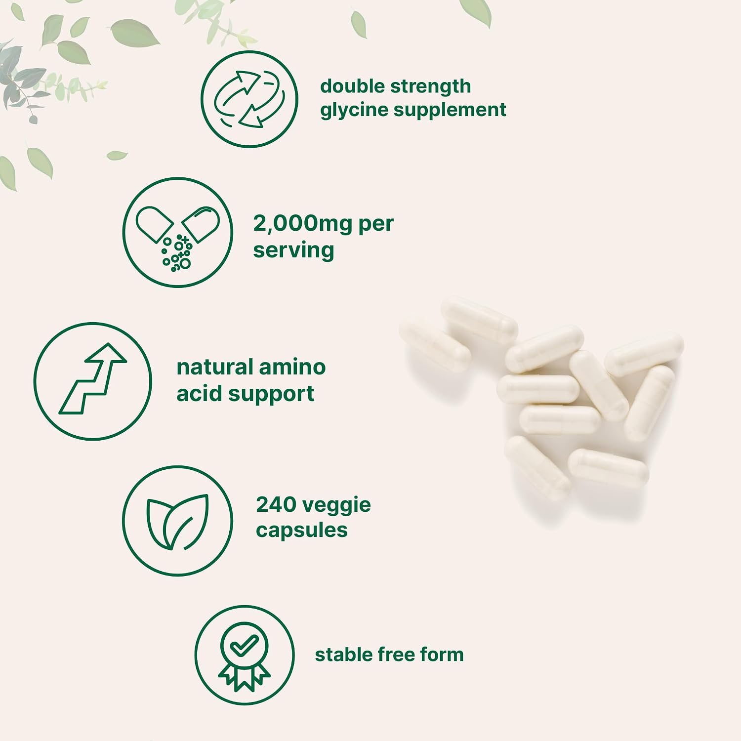 Glycine 2,000mg Per Serving, 240 Veggie Capsules | Free Form | Double Strength Amino Acids | Restful Sleep and Neurotransmitter Support Supplements | Non-GMO, Gluten Free - PrimeBioHealth - canada supplements