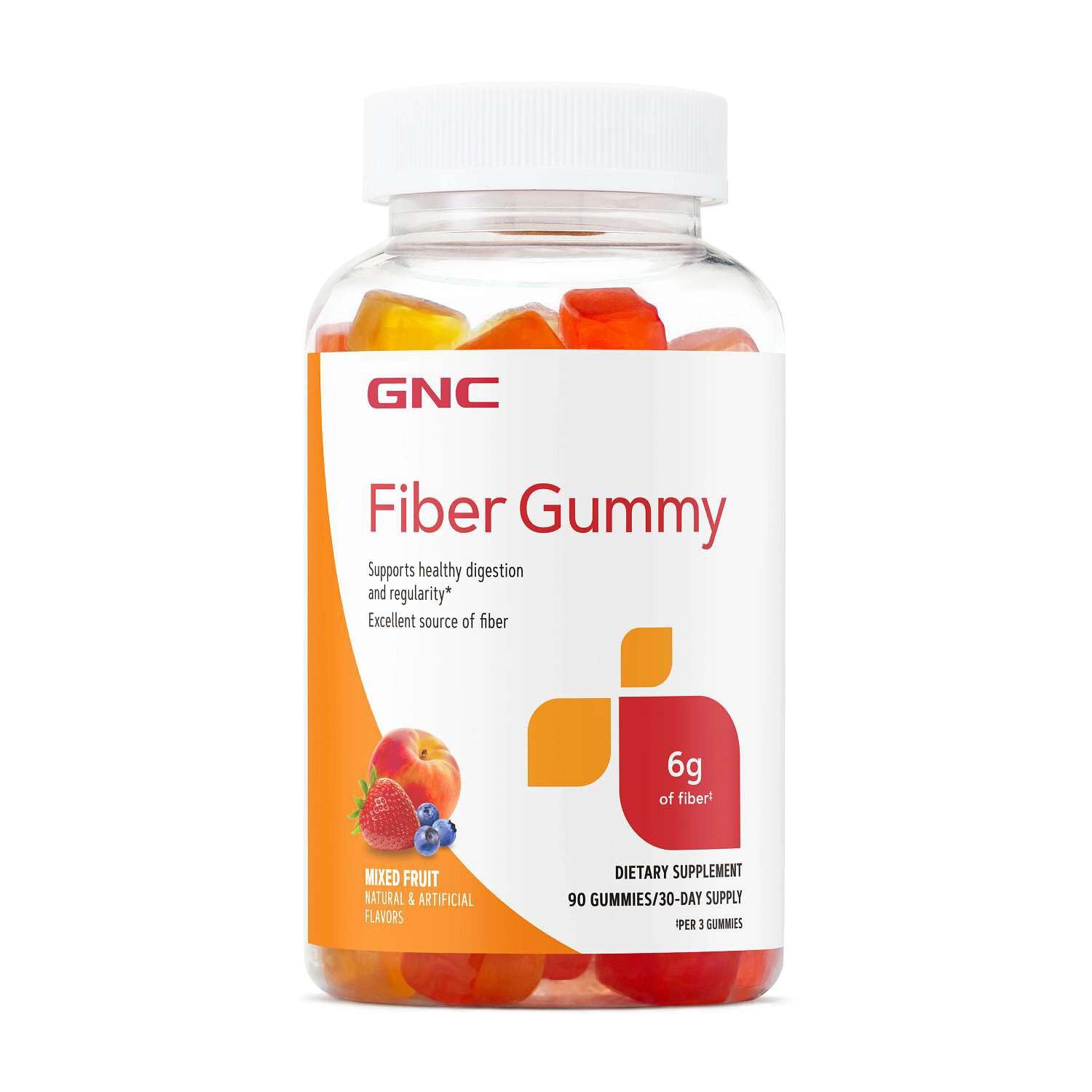 GNC Fiber 6g Gummy | Supports Healthy Digestion & Regularity | Mixed Fruit | 90 Count - PrimeBioHealth - canada supplements