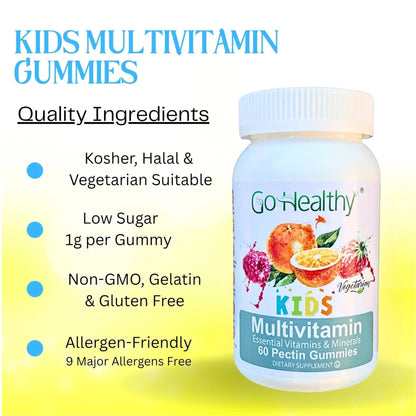 Go Healthy Kids Multivitamin Gummies, Immune Support, Kids Vitamin Gummies, Kosher Kid Vitamin, Halal - PrimeBioHealth - canada supplements