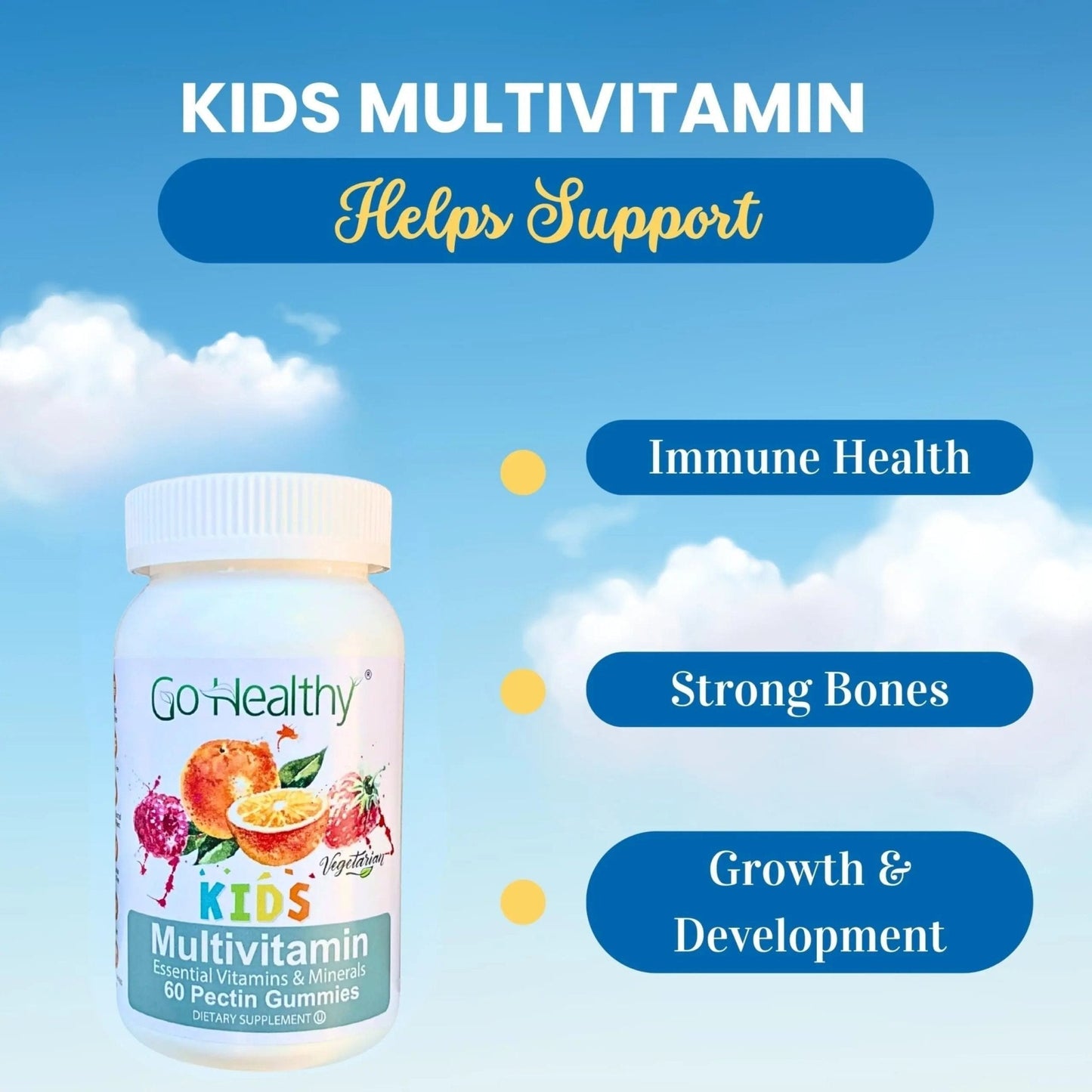 Go Healthy Kids Multivitamin Gummies, Immune Support, Kids Vitamin Gummies, Kosher Kid Vitamin, Halal - PrimeBioHealth - canada supplements