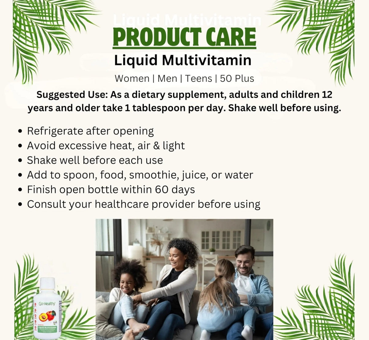 Go Healthy Liquid Vitamins for Women, Men, Teens | Vegan Vitamin & Mineral | High Absorption | Premium Liquid Multivitamin | - PrimeBioHealth - canada supplements