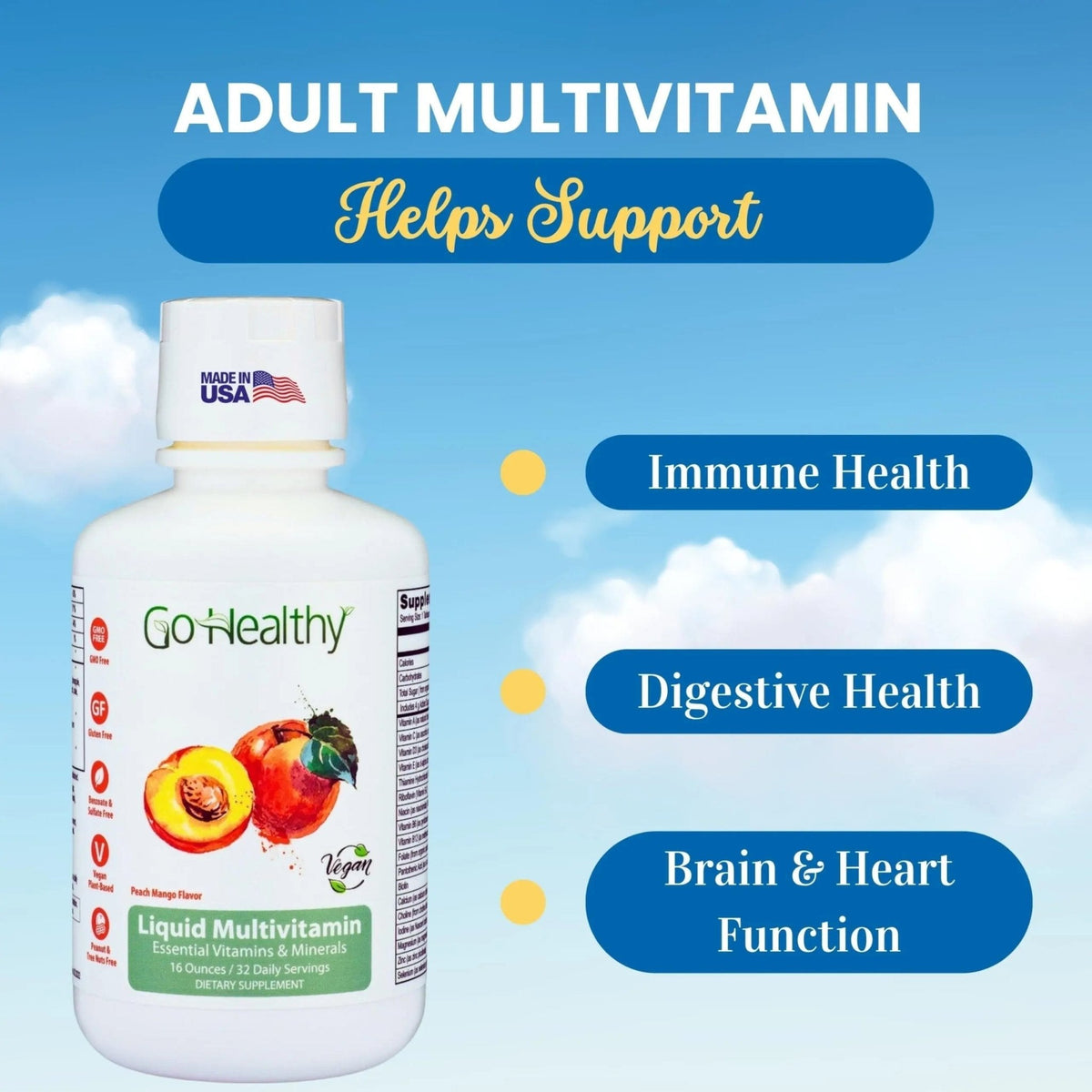 Go Healthy Liquid Vitamins for Women, Men, Teens | Vegan Vitamin & Mineral | High Absorption | Premium Liquid Multivitamin | - PrimeBioHealth - canada supplements