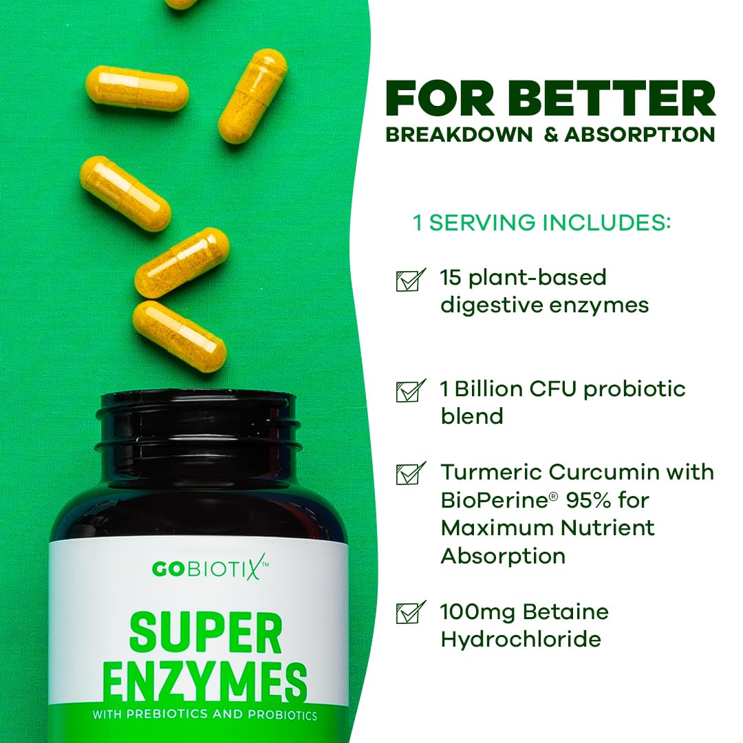 GOBIOTIX Digestive Enzymes Supplement with Prebiotics and Probiotics for Women and Men - Gut Health, Gluten Digestion, Lactose Absorption - PrimeBioHealth - canada supplements