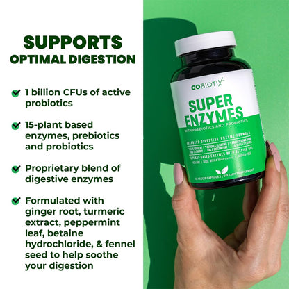 GoBiotix Digestive Enzymes Supplement with Prebiotics and Probiotics for Women and Men - Gut Health, Gluten Digestion, Lactose Absorption - PrimeBioHealth - canada supplements