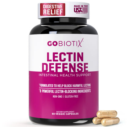 GOBIOTIX Lectin Defense - Lectin Blocker Supplement for Leaky Gut with MSM and Digestive Enzymes - Aids in Intestinal Health for Women and Men - Non-GMO - PrimeBioHealth - canada supplements