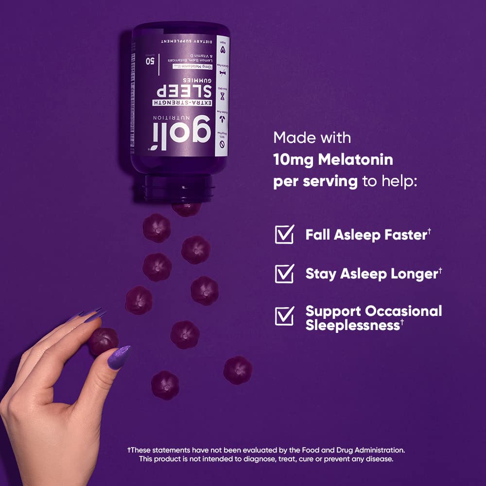 Goli Nutritional Supplement, Extra Strength Sleep Gummy 10mg Melatonin - 1 Pack 50 Count - Gluten-Free, Vegan, Non-GMO, and Gelatin-Free - PrimeBioHealth - canada supplements