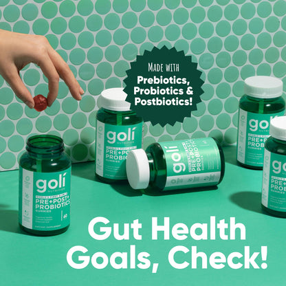 Goli Pre Pro Postbiotic Gummies - Worlds First 3-in-1 Formula with DE111 Probiotics, XOS Prebiotics, MCC1849 Postbiotics - Vegan, Non-GMO, - PrimeBioHealth - canada supplements