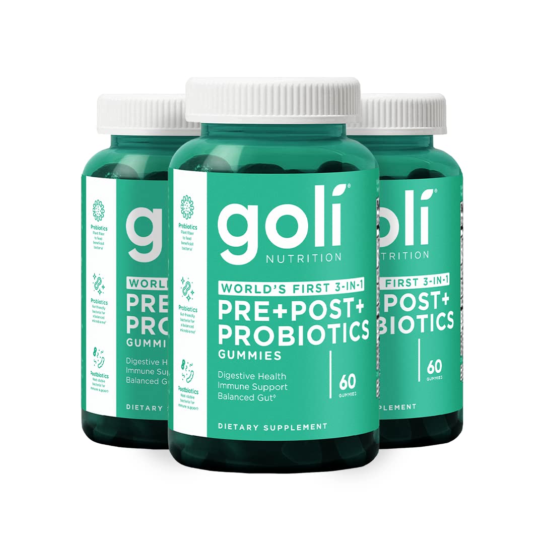 Goli Pre Pro Postbiotic Gummies - Worlds First 3-in-1 Formula with DE111 Probiotics, XOS Prebiotics, MCC1849 Postbiotics - Vegan, Non-GMO, - PrimeBioHealth - canada supplements