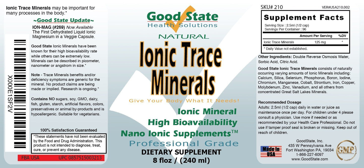 Good State Liquid Ionic Trace Minerals (96 servings at 125 mg - 8 fl oz) - PrimeBioHealth - canada supplements