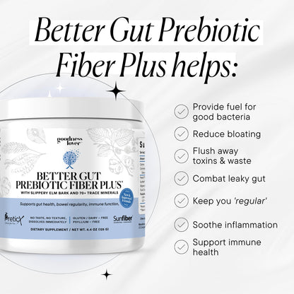 Goodness Lover Better Gut Prebiotic Fiber Plus, Digestive Health Supplement for Gut Health Support, Bloat Relief & Regularity Support, 30 Servings - PrimeBioHealth - canada supplements