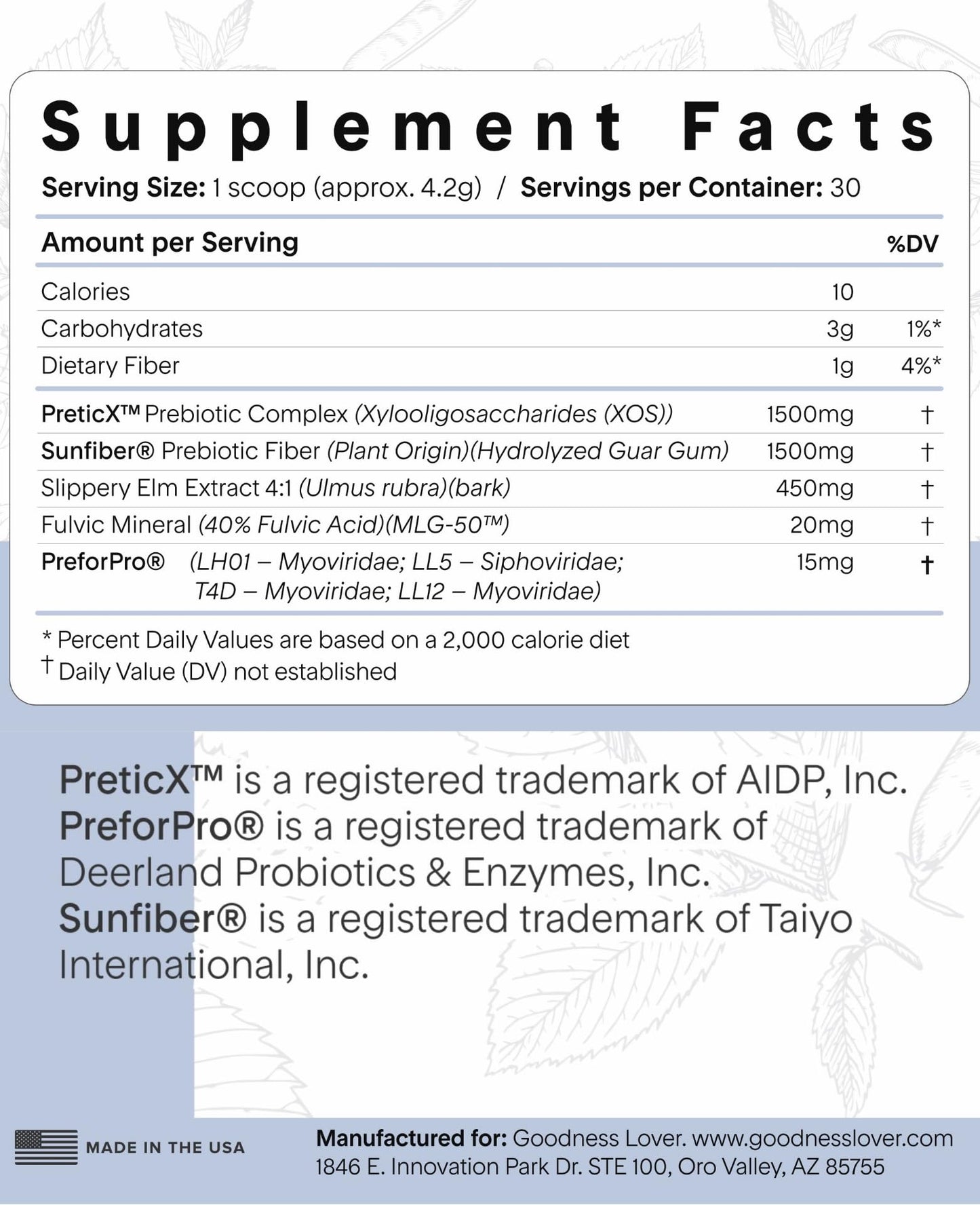 Goodness Lover Better Gut Prebiotic Fiber Plus, Digestive Health Supplement for Gut Health Support, Bloat Relief & Regularity Support, 30 Servings - PrimeBioHealth - canada supplements