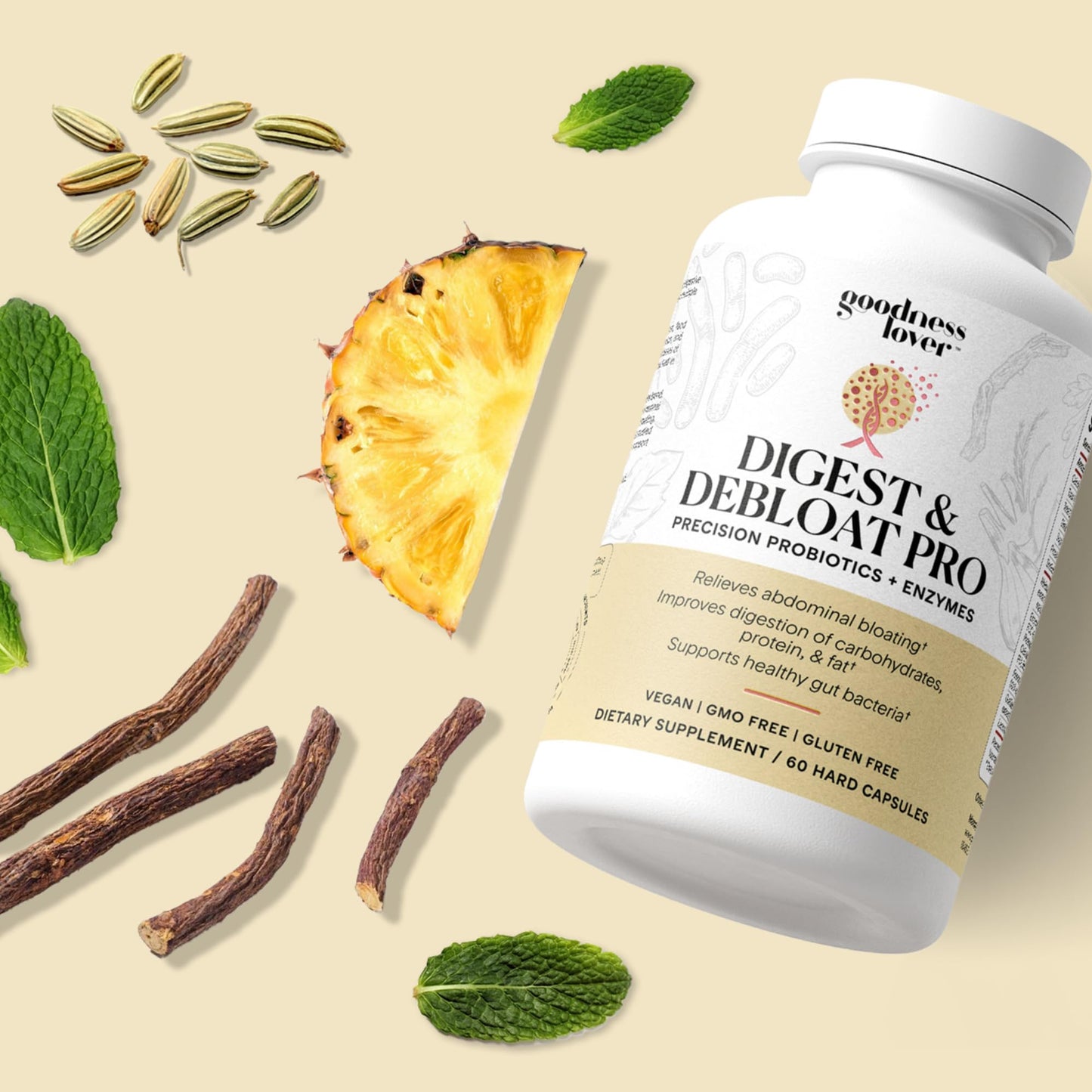Goodness Lover Digest & Debloat Pro, Natural Digestive Enzymes Probiotics for Bloating Relief and Gas Relief, Probiotic Supplement for Women and Men, - PrimeBioHealth - canada supplements