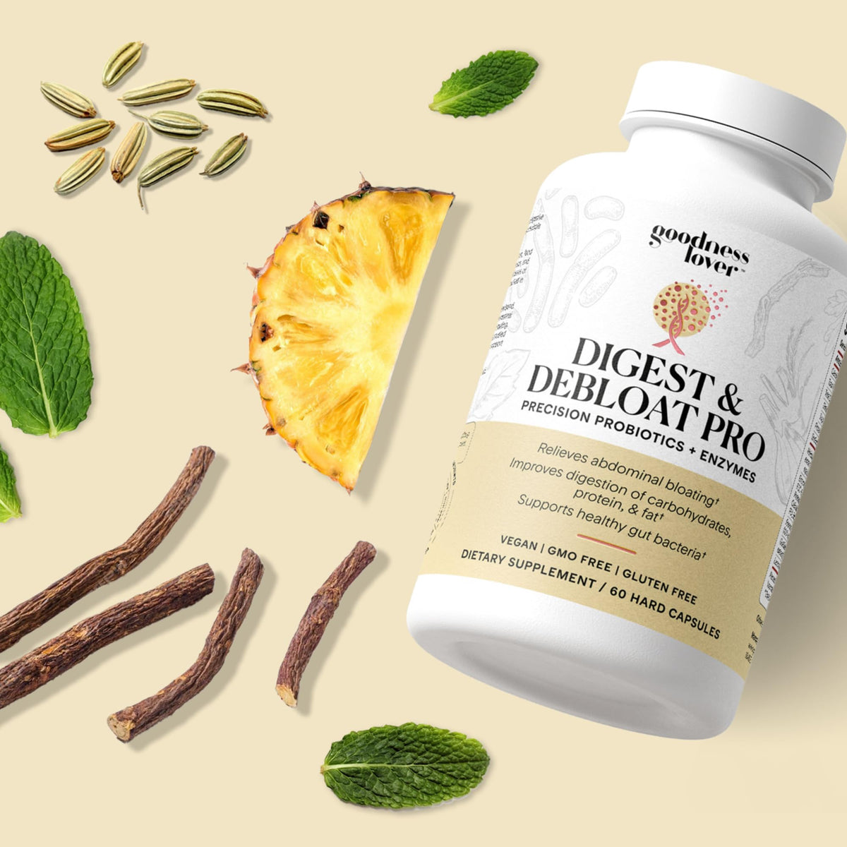 Goodness Lover Digest & Debloat Pro, Natural Digestive Enzymes Probiotics for Bloating Relief and Gas Relief, Probiotic Supplement for Women and Men, - PrimeBioHealth - canada supplements